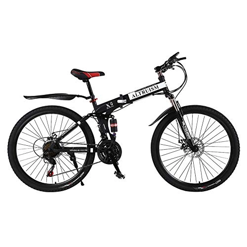 Bicicletas de montaña : Altruism 26Pulgadas Mountain Bike de Acero para Hombres y Mujeres con Delantera y Trasera Freno, Negro