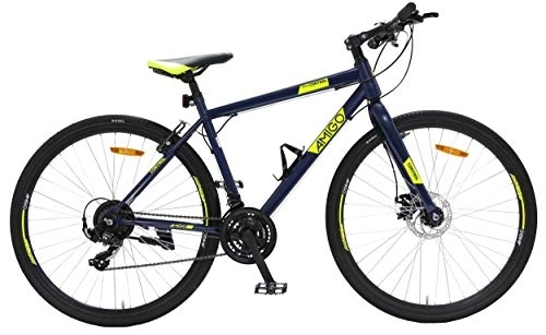 Bicicletas de montaña : AMIGO Control Hardtail Mountain Bike 28 pulgadas 47 cm Unisex 21G freno de llanta azul