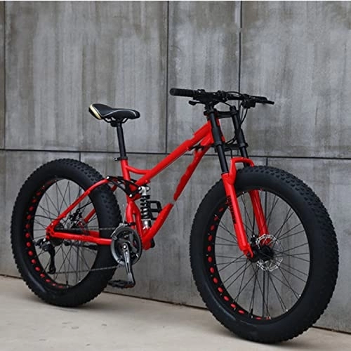 Bicicletas de montaña : ASUMUI 26 * 4 Bicicleta de neumáticos Grandes / Marco Softail de Acero Cuesta Abajo Bicicleta de Playa de Moda Bicicleta de Nieve (Red 30 Speed)