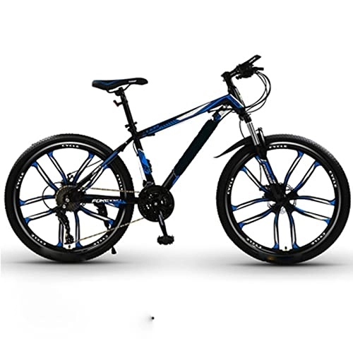 Bicicletas de montaña : ASUMUI Bicicleta de montaña de 24 Pulgadas, aleación de Aluminio, 21 velocidades Variables, absorción de Impactos, Todoterreno, Viajes, Ciudad, Coche de cercanías (Blue)