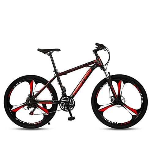 Bicicletas de montaña : AZXV Bicicleta de montaña Adulta de la Bicicleta de montaña de Acero Altamente Carbono MTB Bicicleta, 21 / 24 / 27 Velocidad Variable, RIGIDO Hardtail, Freno de Disco Dual an Black Red- 24