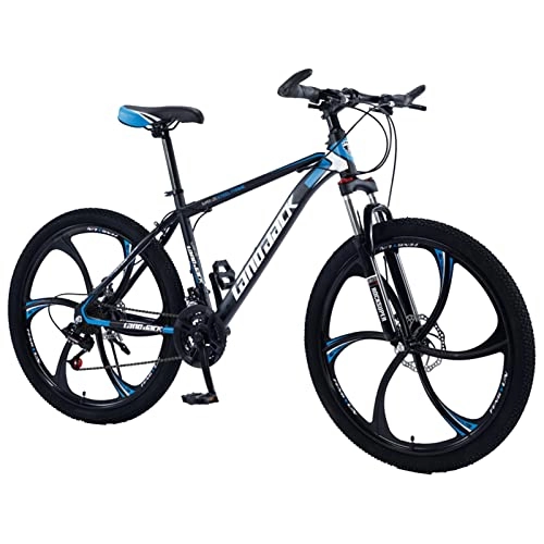 Bicicletas de montaña : AZXV Bicicleta de montaña Bicicleta de Acero Altos de Carbono MTB Bicicleta, Freno de Disco de Doble Horquilla Delantero de la suspensión Completa, Velocidad de 21 / 24 / 2 Black Blue-27