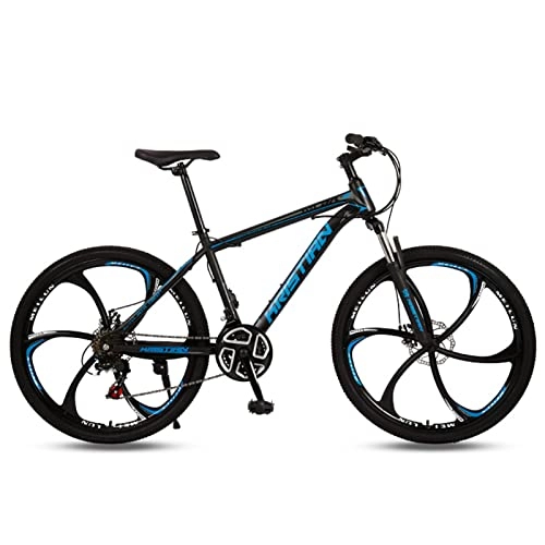Bicicletas de montaña : AZXV Bicicleta de montaña Frenos de Doble Disco de la suspensión de la Moto Bicicleta de montaña Adulta, 21 / 24 / 27 Velocidad de transmisión, Ruedas de 26 Pulgadas 6 radios Black blue-24