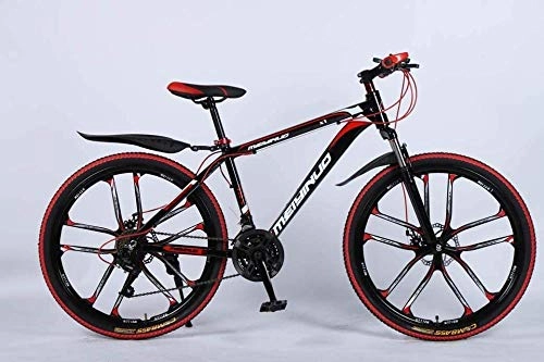 Bicicletas de montaña : Baozge 26 en Mountain Bike de 24 velocidades para adultos ligeros de aleación de aluminio Full Frame rueda suspensión delantera hombres bicicleta freno de disco azul 1-negro 5