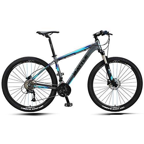 Bicicletas de montaña : BCX Bicicletas de montaña de 27, 5 pulgadas, bicicletas de montaña rígidas para hombres adultos, freno de disco doble, marco de aluminio, bicicleta de montaña, asiento ajustable, azul, 27 velocidades
