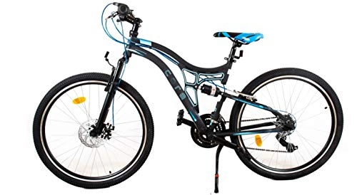 Bicicletas de montaña : BDW Bicicleta de montaña Core de 24 pulgadas, suspensión completa, 21 velocidades, freno de disco, para niños y niñas, color azul