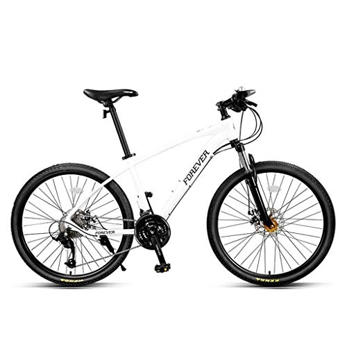 Bicicletas de montaña : Bicicleta de Montaa, BTT, Bicicleta de montaña, de 26 pulgadas de ruedas, bicicletas marco de aluminio de aleacin, doble freno de disco delantero y Tenedor, 27 de velocidad MTB Bike ( Color : White )