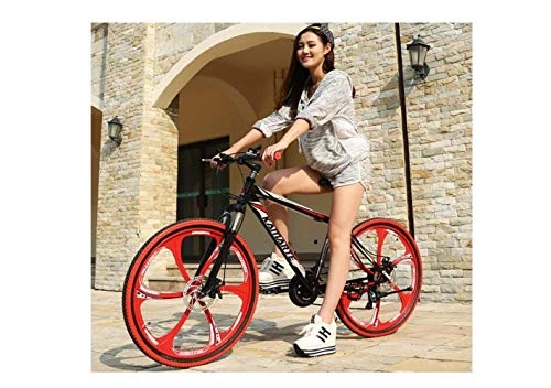 Bicicletas de montaña : Bicicleta de Montaa Suspensin Unisex Rueda Integral de 26 Pulgadas Acero de Alto Contenido en Carbono Marco Ultraligero Freno de Disco Doble 21 Velocidad 24 Velocidad 27 Velocidad Estudiante