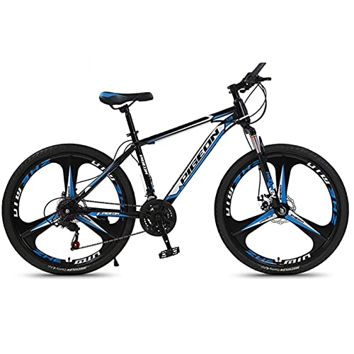 Bicicletas de montaña : Bicicleta de montaña, 26 "bicicleta De Montaña, 21 Velocidades 3 Portavoces Ruedas Adolescente Bicicleta De Alto Carbono Marco De Acero De Carbono Paseo Bicicleta Doble Disco Freno De Disc(Color:Azul)