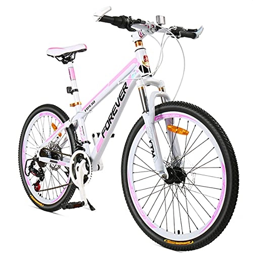 Bicicletas de montaña : Bicicleta de montaña, 26 Pulgadas X 17 Pulgadas Bicicleta De Montaña, Bicicleta Para Mujer Marco De Aluminio Ligero 24 / 27 Velada Doble Disco Freno De Bicicleta Rosa Par(Size:24 speed , Color:26 inches)