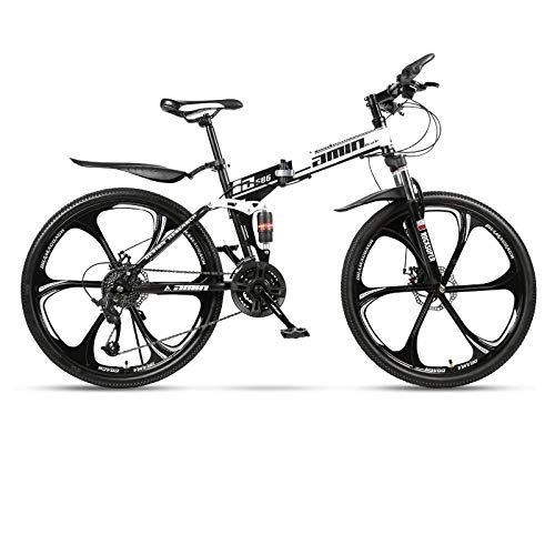 Bicicletas de montaña : Bicicleta de montaña, bicicleta de ciudad, bicicleta para hombres y mujeres, marco de acero de 24 velocidades, rueda de radios múltiples de 6 pulgadas, bicicleta plegable de doble suspensión q2