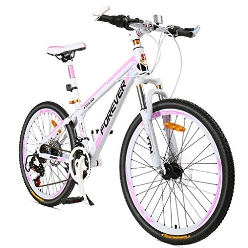 Bicicletas de montaña : Bicicleta De Montaña, Bicicleta para Adultos, Estudiante, 26 Pulgadas, 27 Velocidades, Aleación De Aluminio, Freno De Disco Doble, Bicicleta Rosa A