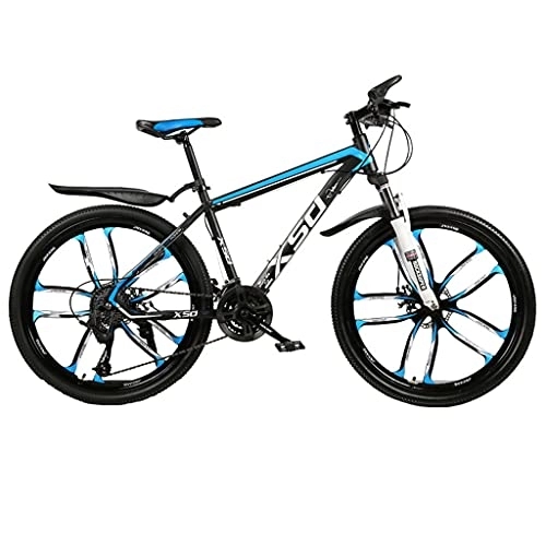 Bicicletas de montaña : Bicicleta de montaña con neumáticos de diez palas de configuración superior (24 / 26 pulgadas, 21 / 24 / 27 / 30 velocidades, blanco y azul; blanco y negro; negro y rojo; negro y azul) opciones de múltiples
