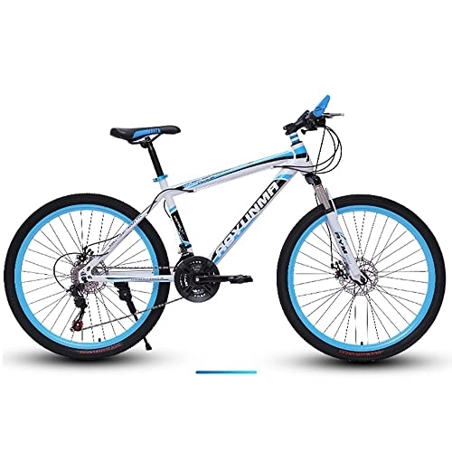 Bicicletas de montaña : Bicicleta de montaña con ruedas de 24 / 26 pulgadas, bicicleta de montaña para hombre de 21 / 24 / 27 velocidades, bicicleta MTB con freno de disco doble para mujer, acero de alto carbono, transmisión de bi