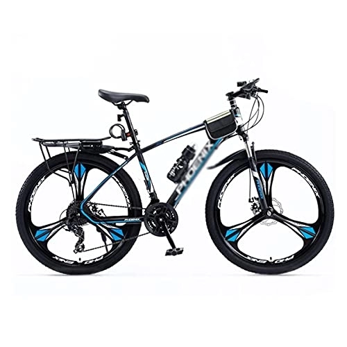 Bicicletas de montaña : Bicicleta de montaña con ruedas de 27, 5 pulgadas, marco de acero al carbono, freno de disco doble de 24 velocidades con suspensión delantera para niños, niñas, hombres y mujeres / azul / 27 velocidades