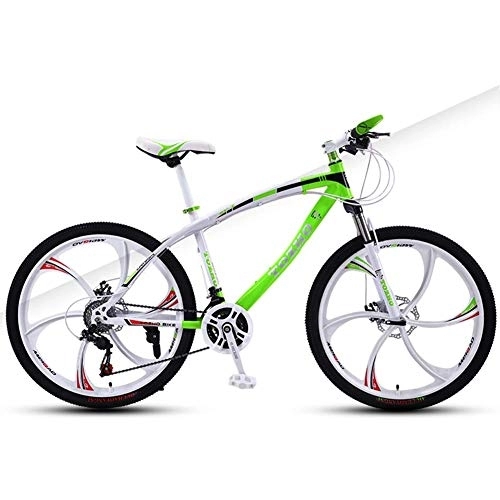 Bicicletas de montaña : Bicicleta de montaña de 21 velocidades All Terrain Freno de Doble Disco Suspensión Delantera de Bicicleta Acero de Alto Carbono MTB Rueda de 26 Pulgadas, Rojo