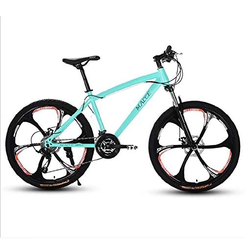 Bicicletas de montaña : Bicicleta de montaña de 24 pulgadas, aleación de aluminio, freno de disco doble, bicicleta para hombres y mujeres, tamaño verde universal, 21 velocidades