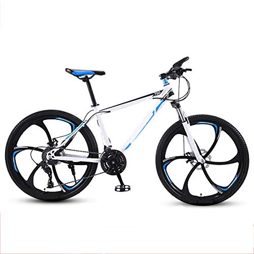 Bicicletas de montaña : Bicicleta de montaña de 24 pulgadas con una carga de 330 libras, adecuada para bicicletas de 24 pulgadas de 150-175 cm de altura, con cuadro de acero al carbono y frenos de doble disco, White blue, 21