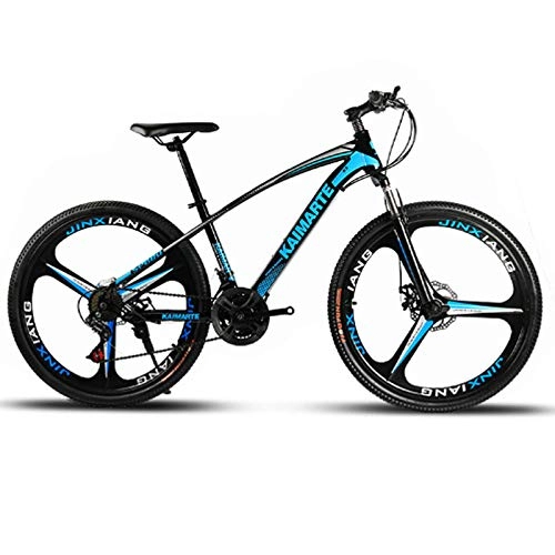 Bicicletas de montaña : Bicicleta De Montaña De 26 Pulgadas 21 Velocidad Bicicleta De Cuadro De Acero De Alto Carbono Frenos De Doble Disco Bicicleta Rueda De Radios Y Rueda De Cuchillo Bicicleta-3 Cuchillo Negro Azul