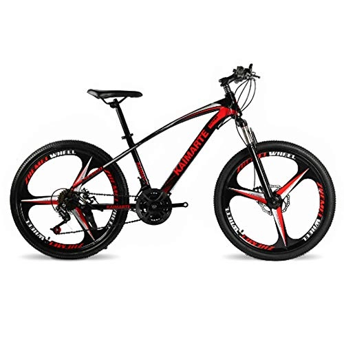 Bicicletas de montaña : Bicicleta De Montaña De 26 Pulgadas 21 Velocidad Bicicleta De Cuadro De Acero De Alto Carbono Frenos De Doble Disco Bicicleta Rueda De Radios Y Rueda De Cuchillo Bicicleta-3 Cuchillo Negro Rojo