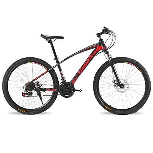 Bicicletas de montaña : Bicicleta De Montaña De 26 Pulgadas 21 Velocidad Bicicleta De Cuadro De Acero De Alto Carbono Frenos De Doble Disco Bicicleta Rueda De Radios Y Rueda De Cuchillo Bicicleta-Habló Negro Rojo