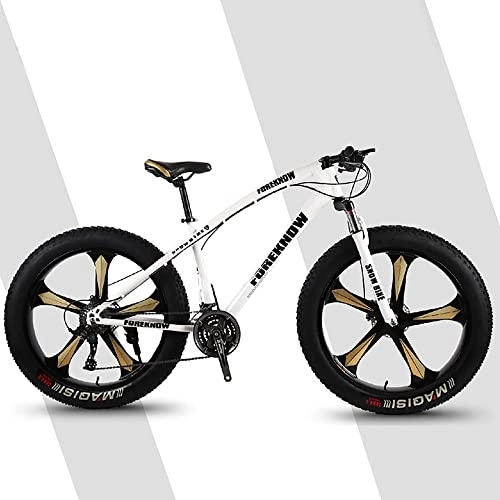 Bicicletas de montaña : Bicicleta de montaña de 26 pulgadas, 7 / 21 / 24 / 27 / 30 velocidades, bicicleta de montaña con neumáticos gruesos para adultos con marco de acero de alto carbono y freno de disco doble, suspensión delante
