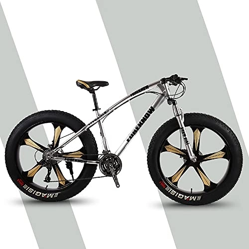 Bicicletas de montaña : Bicicleta de montaña de 26 pulgadas, 7 / 21 / 24 / 27 / 30 velocidades, bicicleta de montaña con neumáticos gruesos para adultos con marco de acero de alto carbono y freno de disco doble, suspensión delantera
