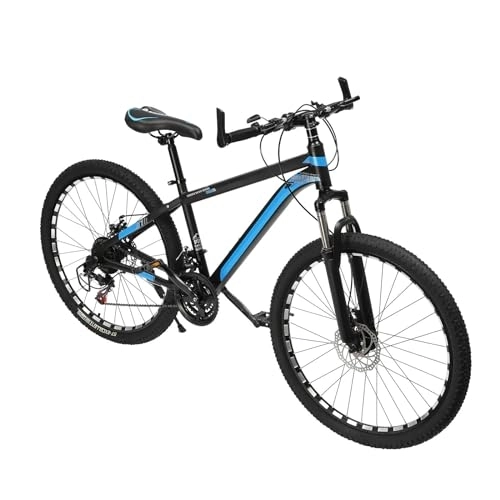 Bicicletas de montaña : Bicicleta de montaña de 26 pulgadas, bicicleta de montaña, para adultos, para hombre, niño, 21 velocidades, color negro y azul, bicicleta de montaña para hombre, mujer, niño y niña