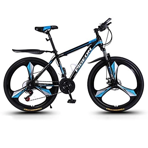 Bicicletas de montaña : Bicicleta de Montaña, De 26 pulgadas de bicicletas de montaña, Rígidas carbono marco de acero de bicicletas, doble disco de freno y suspensión delantera, Mag Wheels, 24 de velocidad ( Color : Blue )