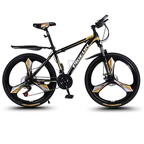 Bicicletas de montaña : Bicicleta de Montaña, De 26 pulgadas de bicicletas de montaña, Rígidas carbono marco de acero de bicicletas, doble disco de freno y suspensión delantera, Mag Wheels, 24 de velocidad ( Color : Gold )