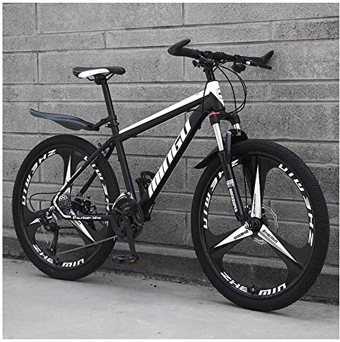 Bicicletas de montaña : Bicicleta de montaña de 26 pulgadas, frenos de disco Hardtail MTB, bicicleta de trekking, para hombre, niña, suspensión completa, color 24 velocidades, tamaño: negro 3 Spoke