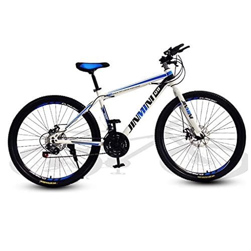 Bicicletas de montaña : Bicicleta De Montaña De 26 Pulgadas para Adultos Y Juventud, 21 / 24 / 27 Speed Lightweed Mointa Bikes Dual Disco Frenos Despensión Suspension Fork Bici Bicio para Hom(Size:27 Speed, Color:Azul + Blanco)