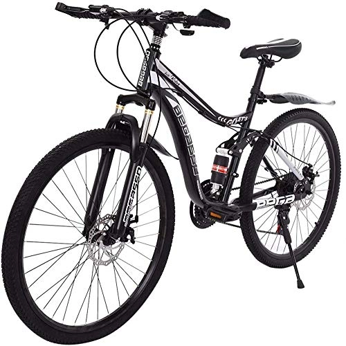 Bicicletas de montaña : Bicicleta de montaña de acero al carbono de 26 pulgadas Bicicleta MTB de 21 velocidades Bicicleta de suspensión completa para hombres / mujeres Ciclismo al aire libre Bicicleta de carretera Fitness