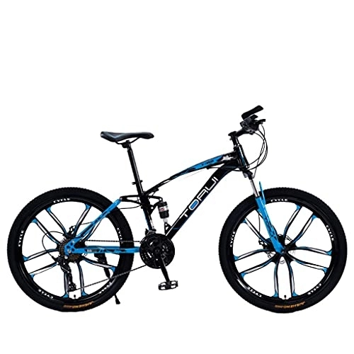 Bicicletas de montaña : Bicicleta de montaña de cross-country de cola suave con doble amortiguación de acero de alto carbono (24 / 26 pulgadas 21 / 24 / 27 velocidades negro azul; negro rojo; negro naranja; negro verde)