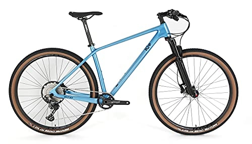 Bicicletas de montaña : Bicicleta de montaña ICe MT10 Cuadro de Fibra de Carbono, Rueda 29', monoplato, 12V (Azul, 15')
