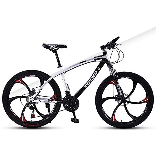 Bicicletas de montaña : Bicicleta de montaña Infantil de Acero de Alto Carbono de 24 Pulgadas Bicicleta de Freno Doble de 24 velocidades Suspensión Delantera de Bicicleta MTB, Rojo