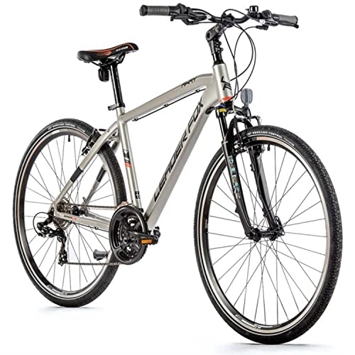 Bicicletas de montaña : Bicicleta de montaña Leader Fox Away de 28 pulgadas, 21 velocidades, color plateado mate, altura de 52 cm