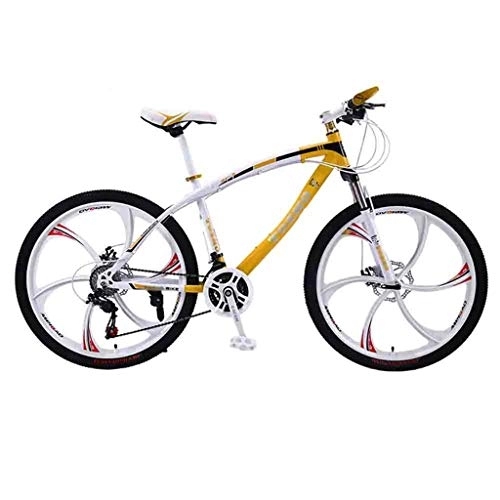 Bicicletas de montaña : Bicicleta de montaña MTB MTB camino de la bicicleta for adultos Bicicletas for hombres y mujeres 24 / 26in ruedas ajustables velocidad doble freno de disco ( Color : Yellow-24in , Size : 21 Speed )