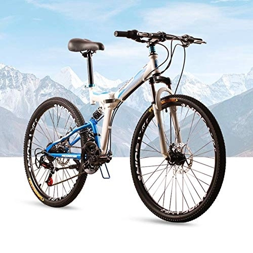 Bicicletas de montaña : Bicicleta de montaña para adultosMountain Bike Fold Frame MTB Bike Dual Suspension Mens Bike Matt 24 Velocidades Marco de Aluminio Bicicleta Frenos de Disco
