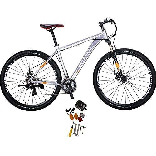 Bicicletas de montaña : Bicicleta de montaña para hombre 29 pulgadas 3 radios rueda XL19 pulgadas Marco Unisex Bicicleta (plata1)
