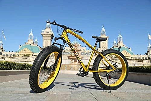 Bicicletas de montaña : Bicicleta de montaña para Hombre Bicicleta de montaña 21 velocidades Bicicleta de 26 Pulgadas Neumático Gordo Bicicleta de Playa Amortiguador Bicicleta-Yellow_26_Inches_x_17_Inches