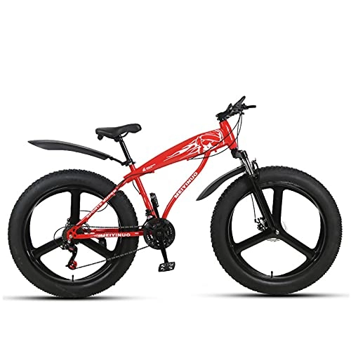 Bicicletas de montaña : Bicicleta de montaña para hombre de 26 pulgadas 4.0 Bicicleta de nieve de playa Fat Tire Marco de acero al carbono, Bicicleta todoterreno para montar al aire libre con asiento cómodo, Rojo, 21 speed