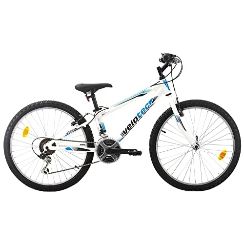 Bicicletas de montaña : Bicicleta de montaña Probike Tempo de 24 pulgadas, marco de aluminio, 18 velocidades, para niños y niñas, a partir de 130 cm – 155 cm (blanco azul, 279)