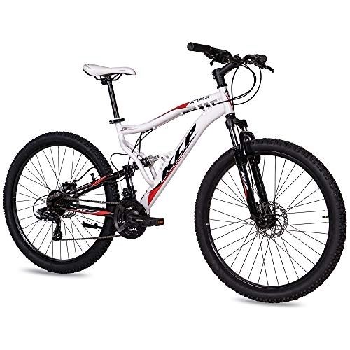 Bicicletas de montaña : Bicicleta de montaña unisex con 21 marchas Shimano TX, 27, 5 pulgadas, color negro y blanco