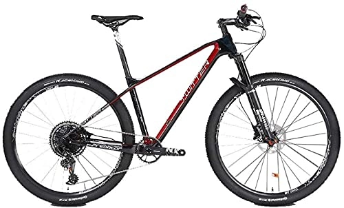 Bicicletas de montaña : bicicleta duradera, deportes al aire libre bicicleta de montaña de fibra de carbono, 27.5 / 29 pulgadas 12 velocidades velocidad variable GX freno de disco doble hombres y mujeres adultos bicicleta