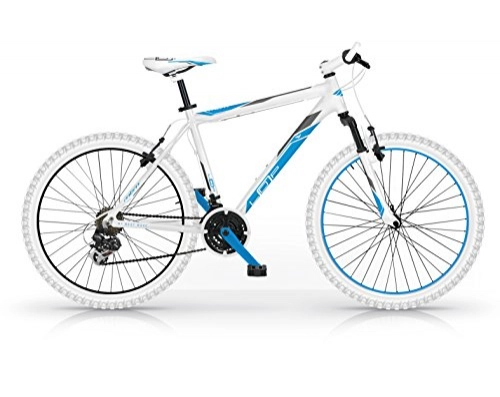 Bicicletas de montaña : Bicicleta Mountain Bike MBM Loop, cuadro de aluminio, suspensin delantera, 26", 21 velocidades (Blanco / Azul, 48)