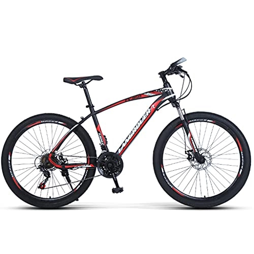 Bicicletas de montaña : Bicicleta MTB Montaña Cola Rígida 26 Pulgadas, 27 Velocidades, Frenos De Disco, Altura Adecuada 160-185 Cm, Rojo