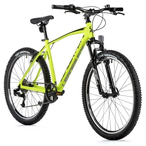 Bicicletas de montaña : Bicicleta muscular para bicicleta de montaña 26 Leader Fox MXC 2023 para hombre, color amarillo neón 8 V, marco de 18 pulgadas, talla adulto de 170 a 178 cm)