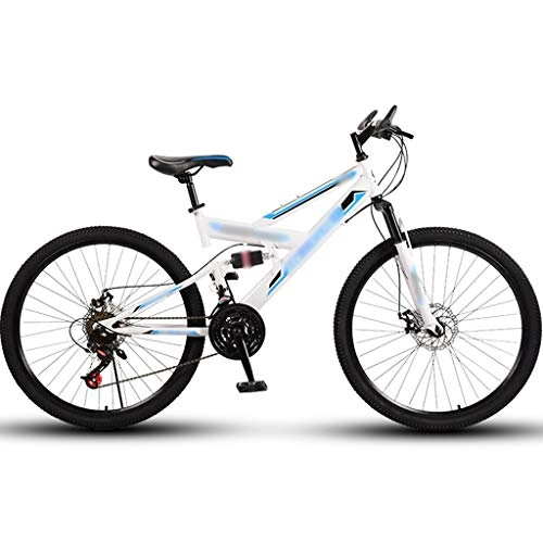 Bicicletas de montaña : Bicicleta Para Adultos Bicicletas Ligeras De Carretera Para Todo Terreno, Bicicleta De Montaña Con Doble Amortiguación Para Acampar Al Aire Libre MTB ( Color : White Blue-24spd , Size : 26inch wheel )