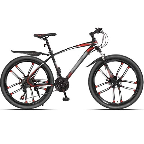 Bicicletas de montaña : Bicicleta Para Adultos Carreras Todoterreno Con Amortiguación, Bicicletas De Montaña Unisex, Rueda MTB De 24 / 26 Pulgadas, Horquilla Delantera Amortiguadora ( Color : Black red -27 spd , Size : 26inch )